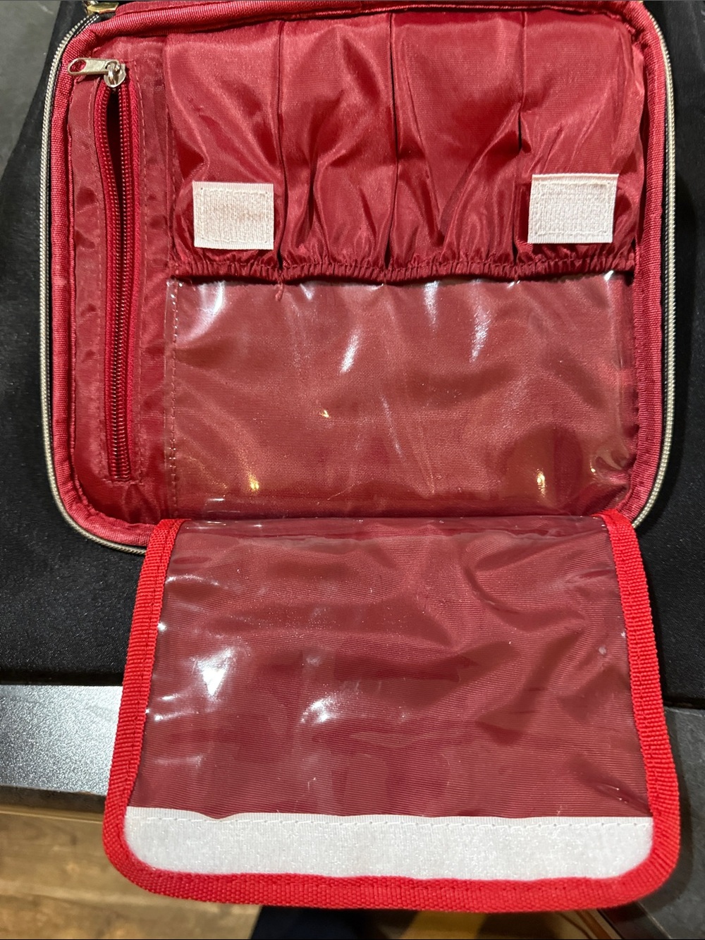 Brown Checkered Men's Toiletry Bag with Carry Handle - Picture 4 of 5